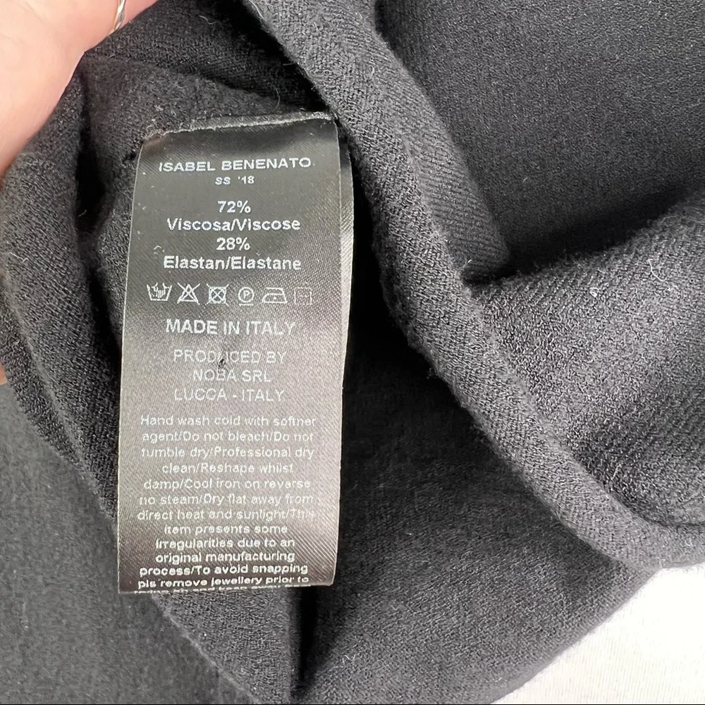 Isabel Benenato Black One Sleeve Sweater Top Asymmetrical Tie Side Crewneck 46 - Picture 4 of 5